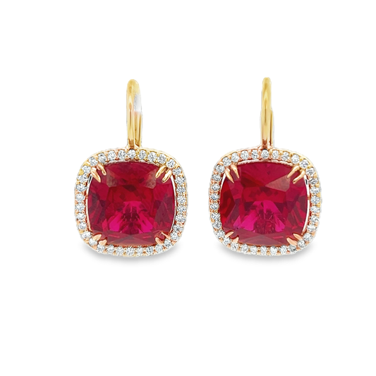 Ruby Earrings with Diamond Accents