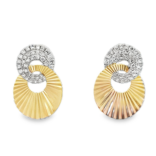 Double Disc Diamond Fluted Earrings