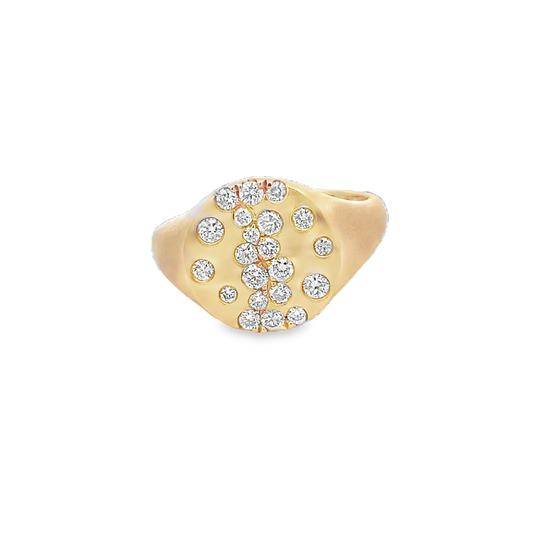 Burnish Set Diamond Signet Fashion Ring