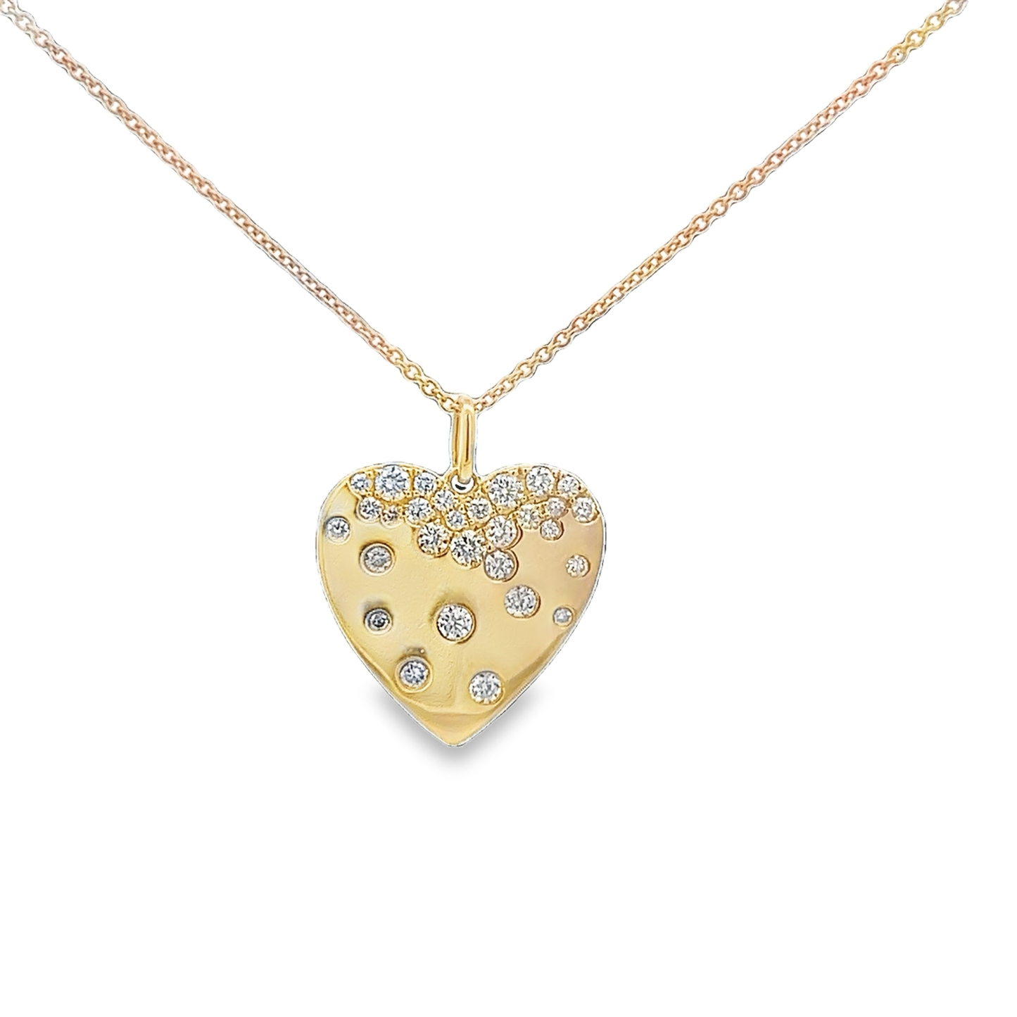 Burnish Set Diamond Heart Necklace