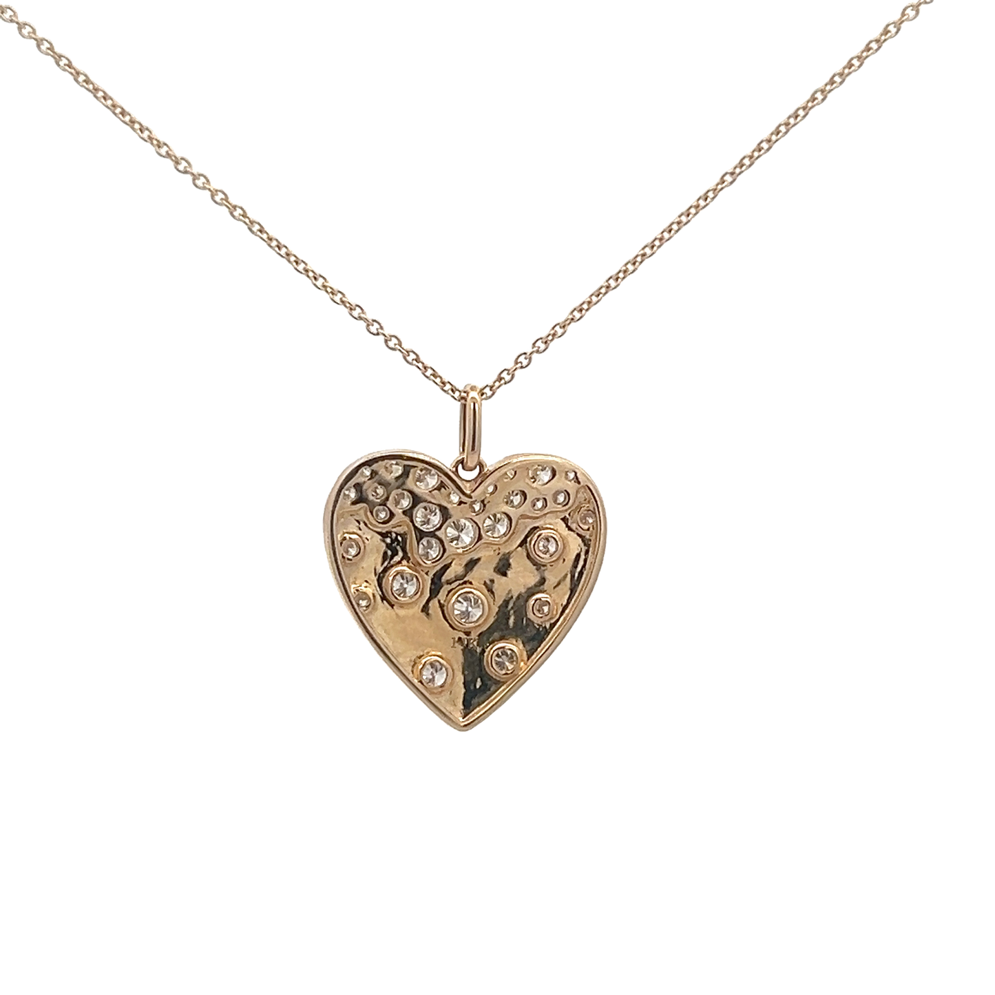 Burnish Set Diamond Heart Necklace