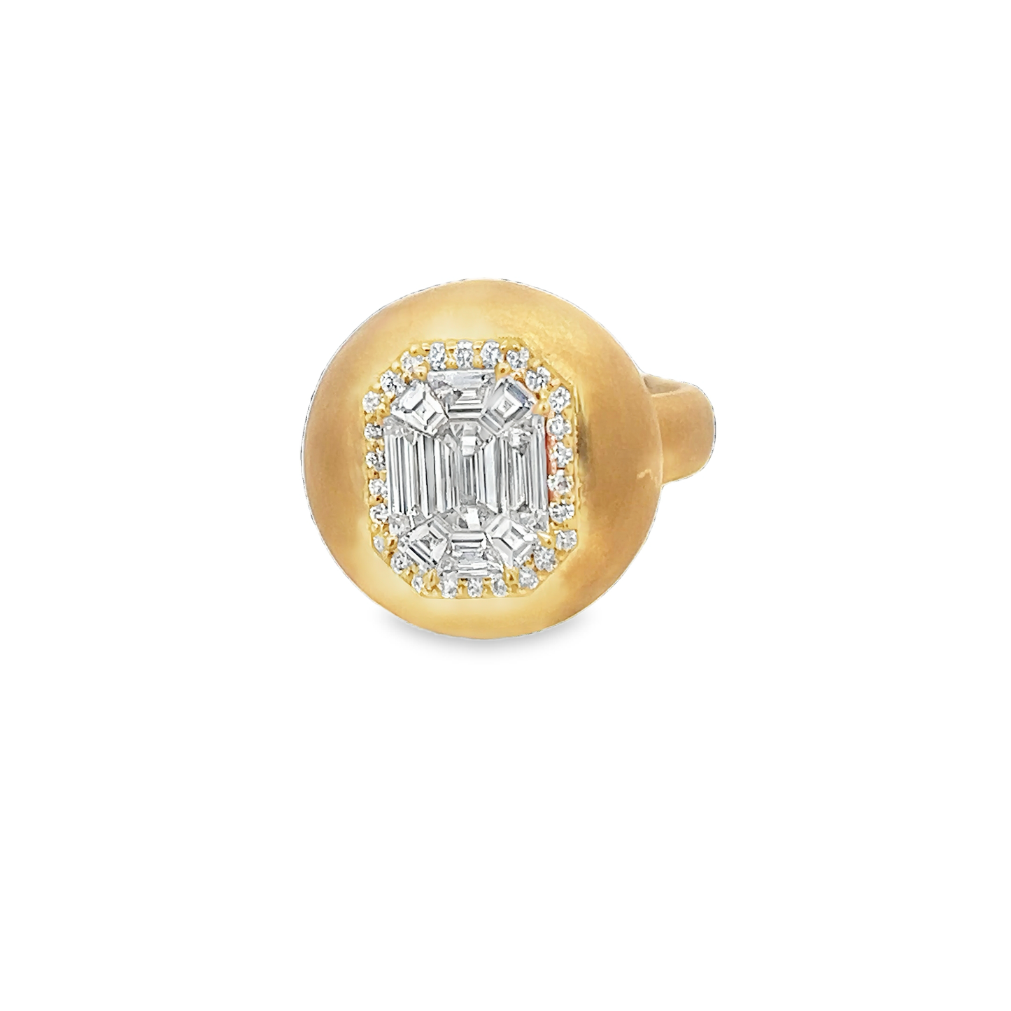 Satin Bubble Gold Ring with Diamond Accents