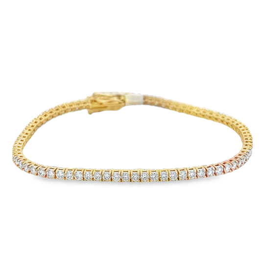 Yellow Gold Tennis Bracelet With Round Diamonds