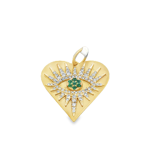 Green Eye and Heart-Shaped Charm