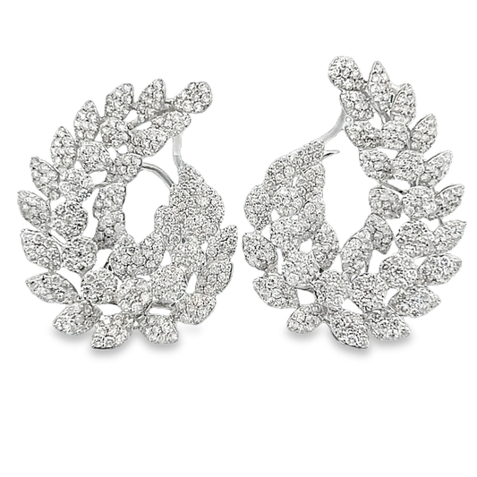 White Gold Leaf-Shaped Earrings