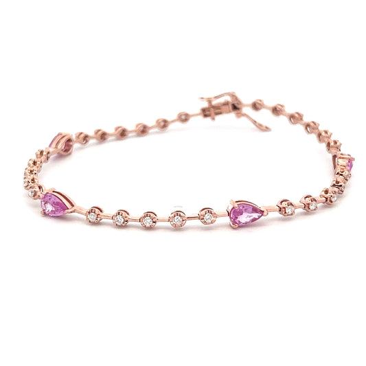 Diamond And Pink Sapphire Bracelet