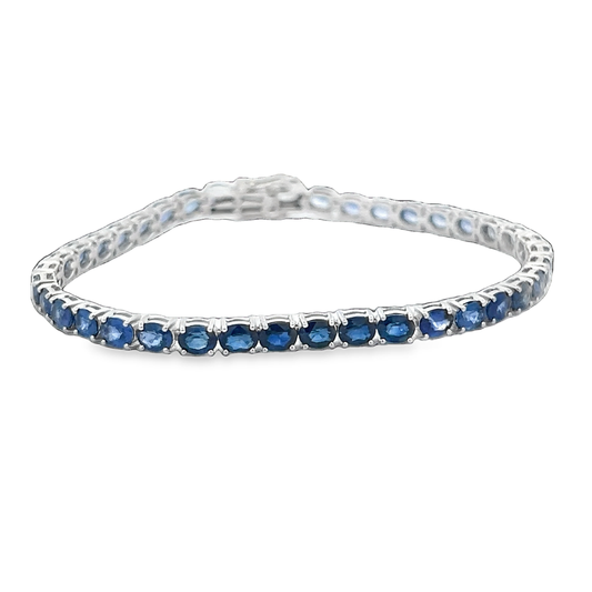 Blue Oval Sapphire Tennis Bracelet
