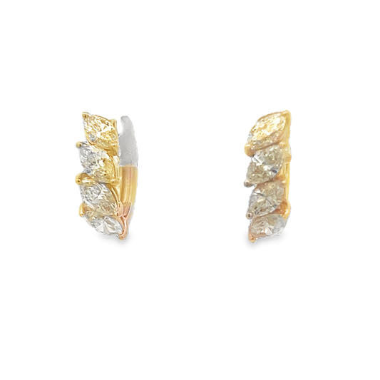 Huggie Earrings With Marquise Yellow Diamonds