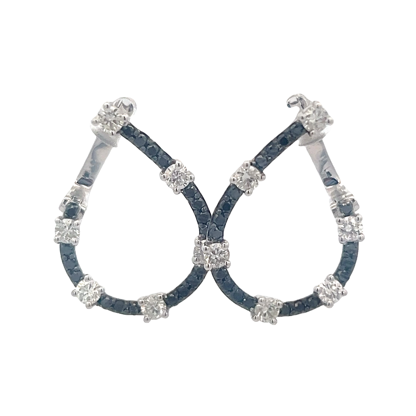 Round Diamonds And Round Black Diamond Earrings