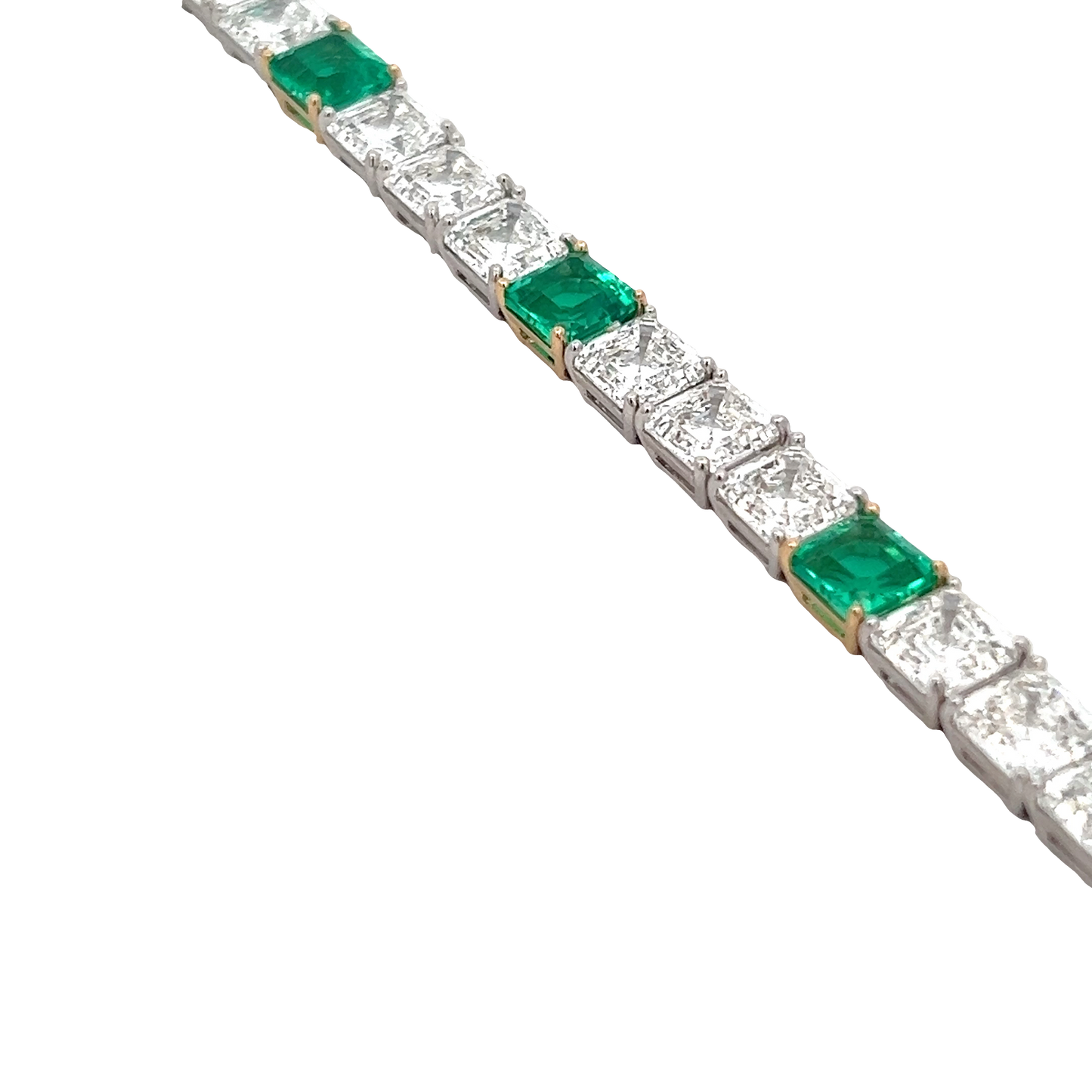 White Gold Tennis Bracelet with Diamonds and Emeralds