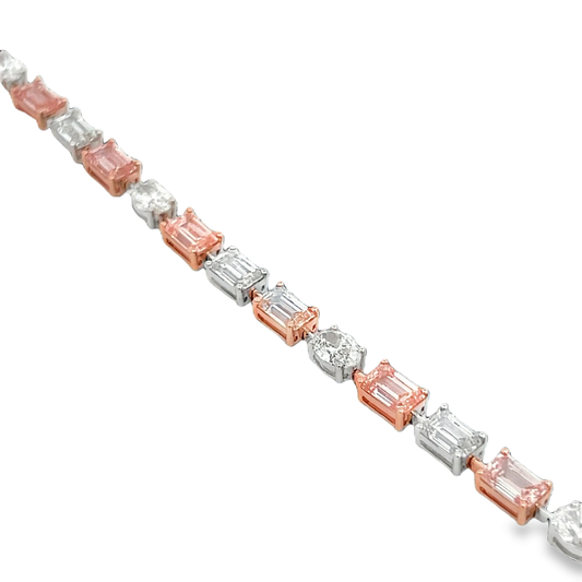 Pink and White Diamond Tennis Bracelet