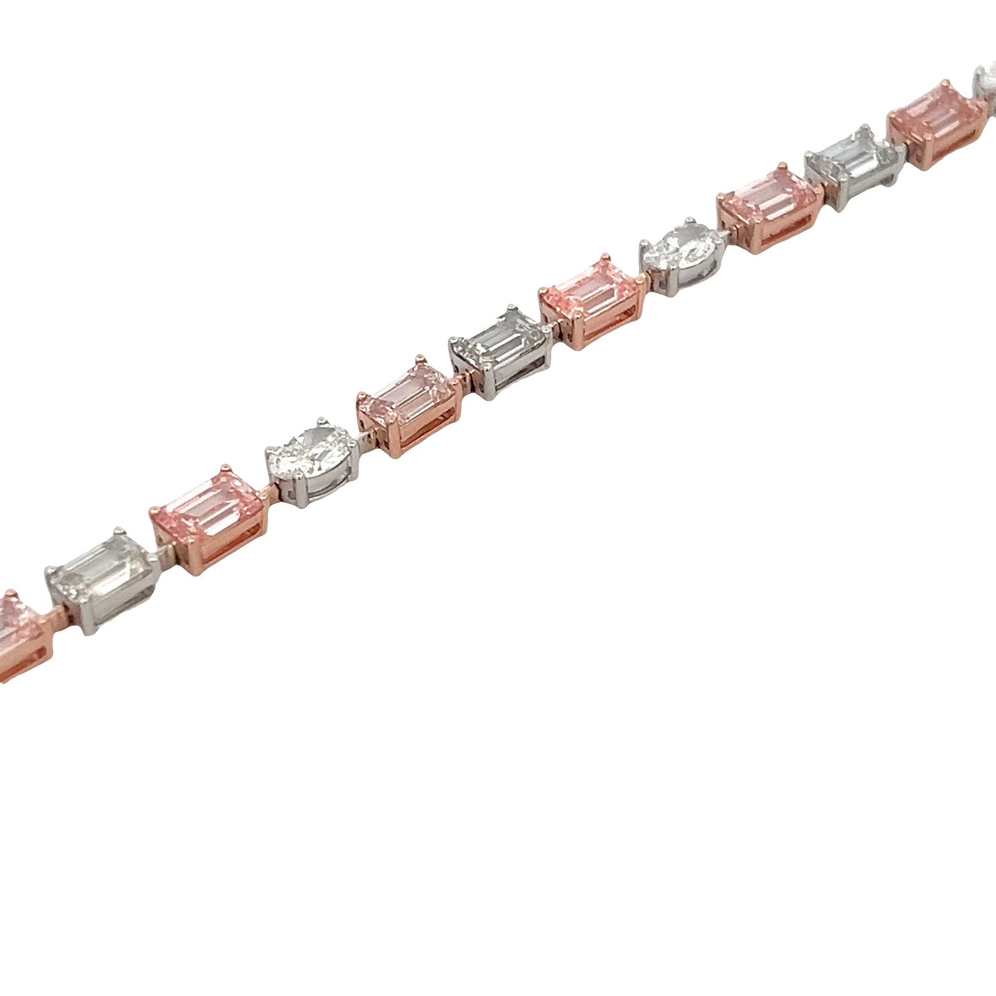 Pink and White Diamond Tennis Bracelet