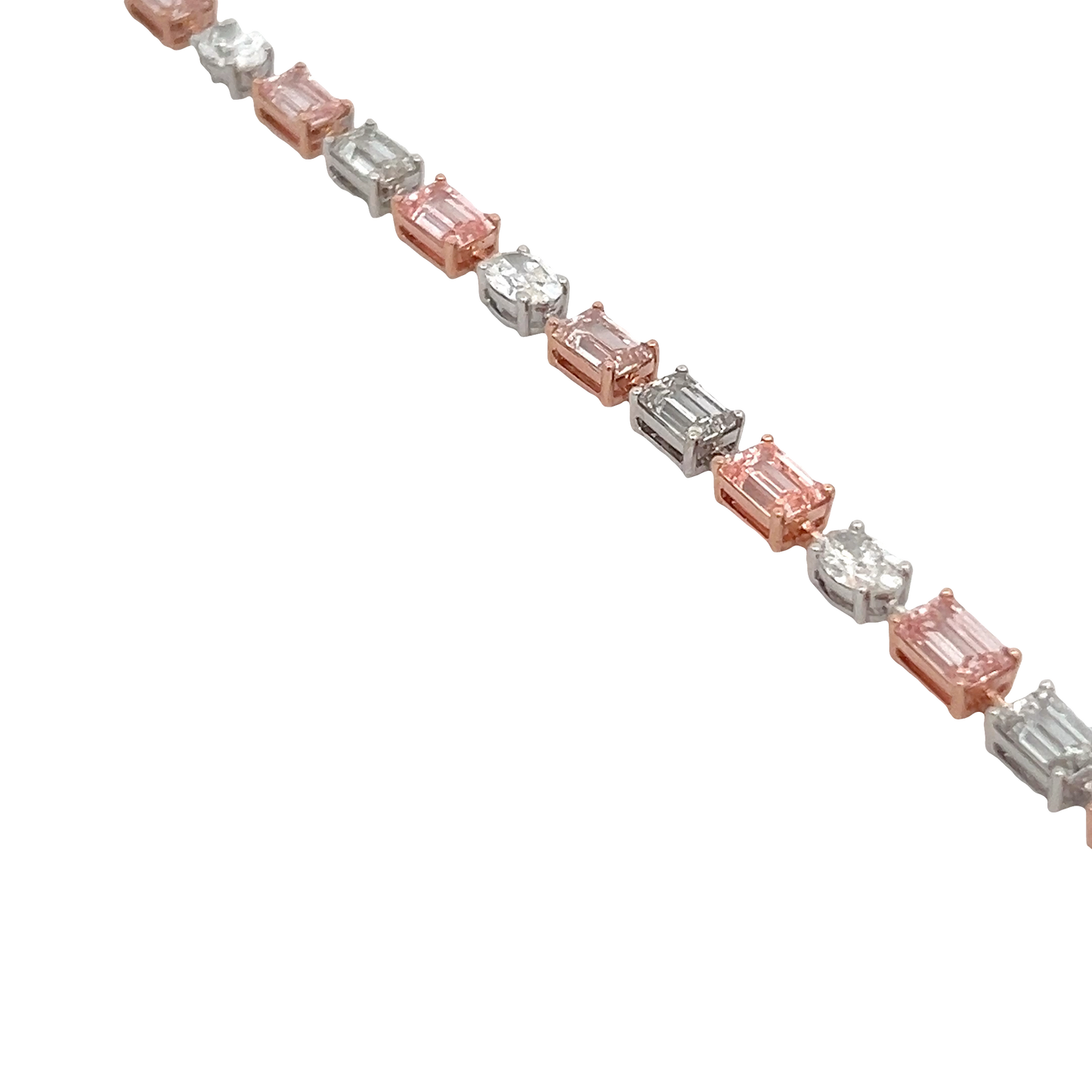 Pink and White Diamond Tennis Bracelet