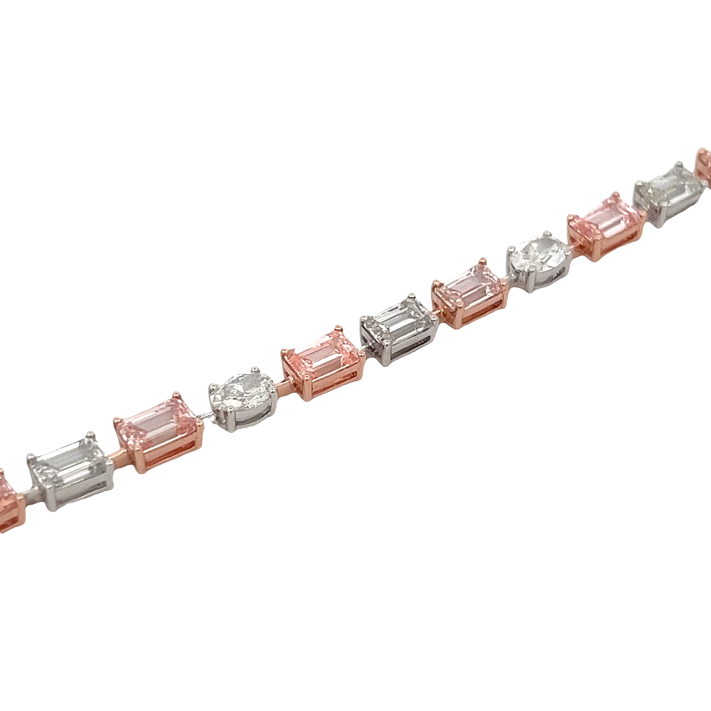 Pink and White Diamond Tennis Bracelet