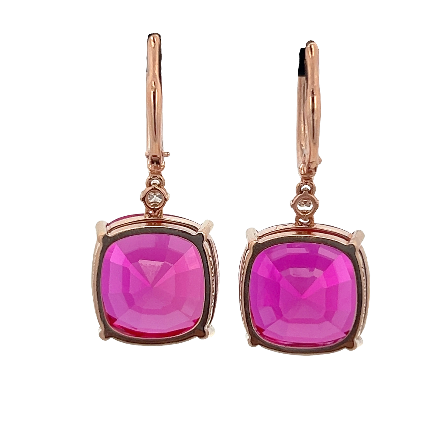 Pink Cushion Tourmaline Earrings