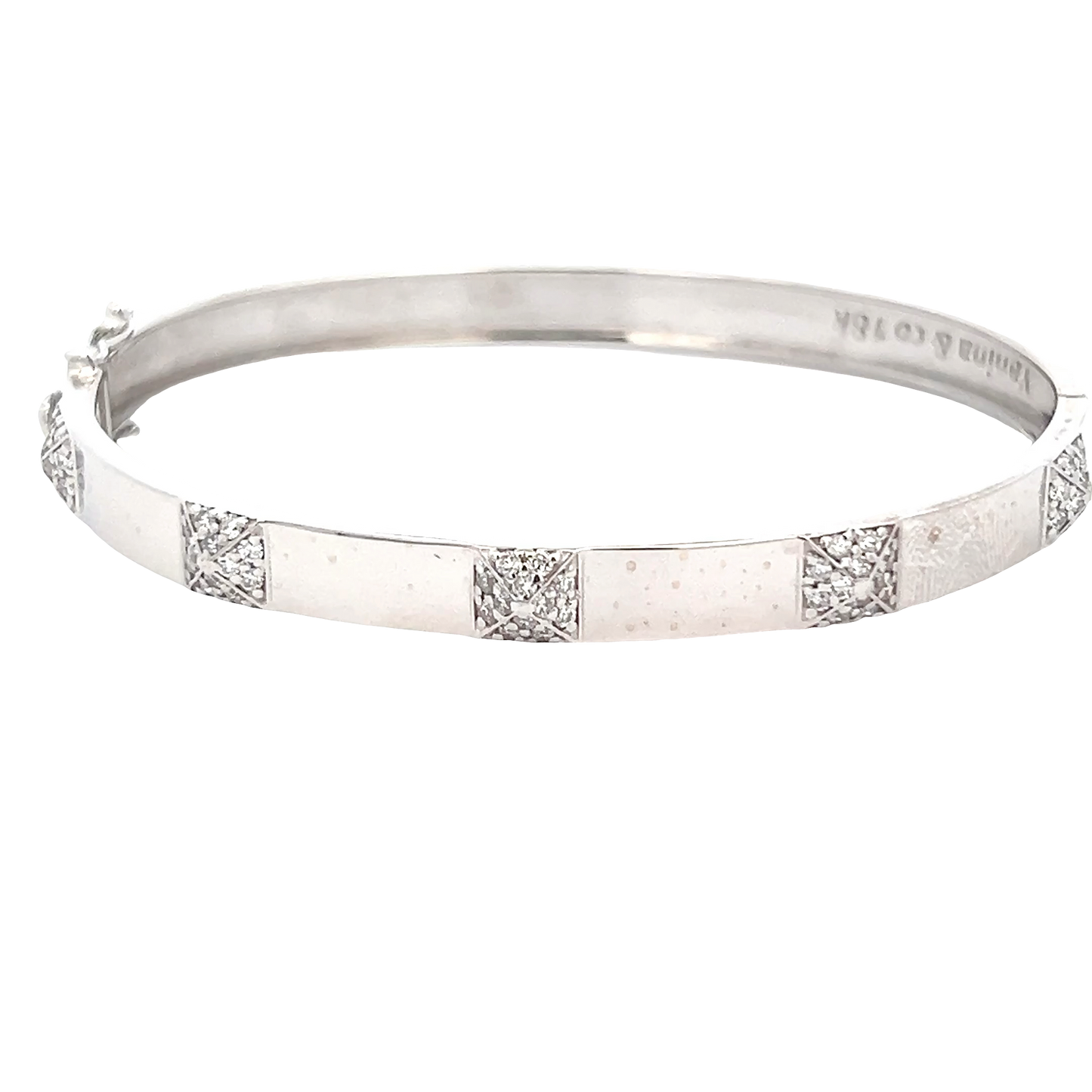 White Gold Bangle with 5 Diamond Studs