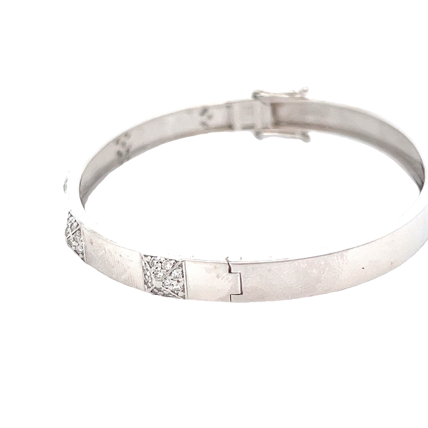 White Gold Bangle with 5 Diamond Studs