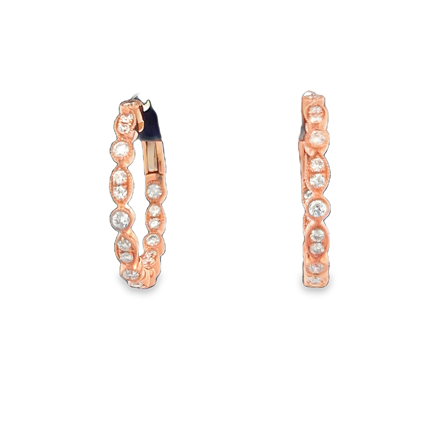 Inside Out Bezel Diamond Hoop Earrings