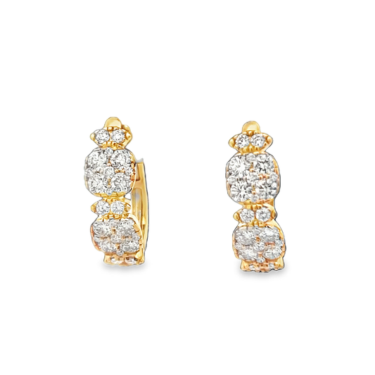 Round Diamond Yellow Gold Earrings