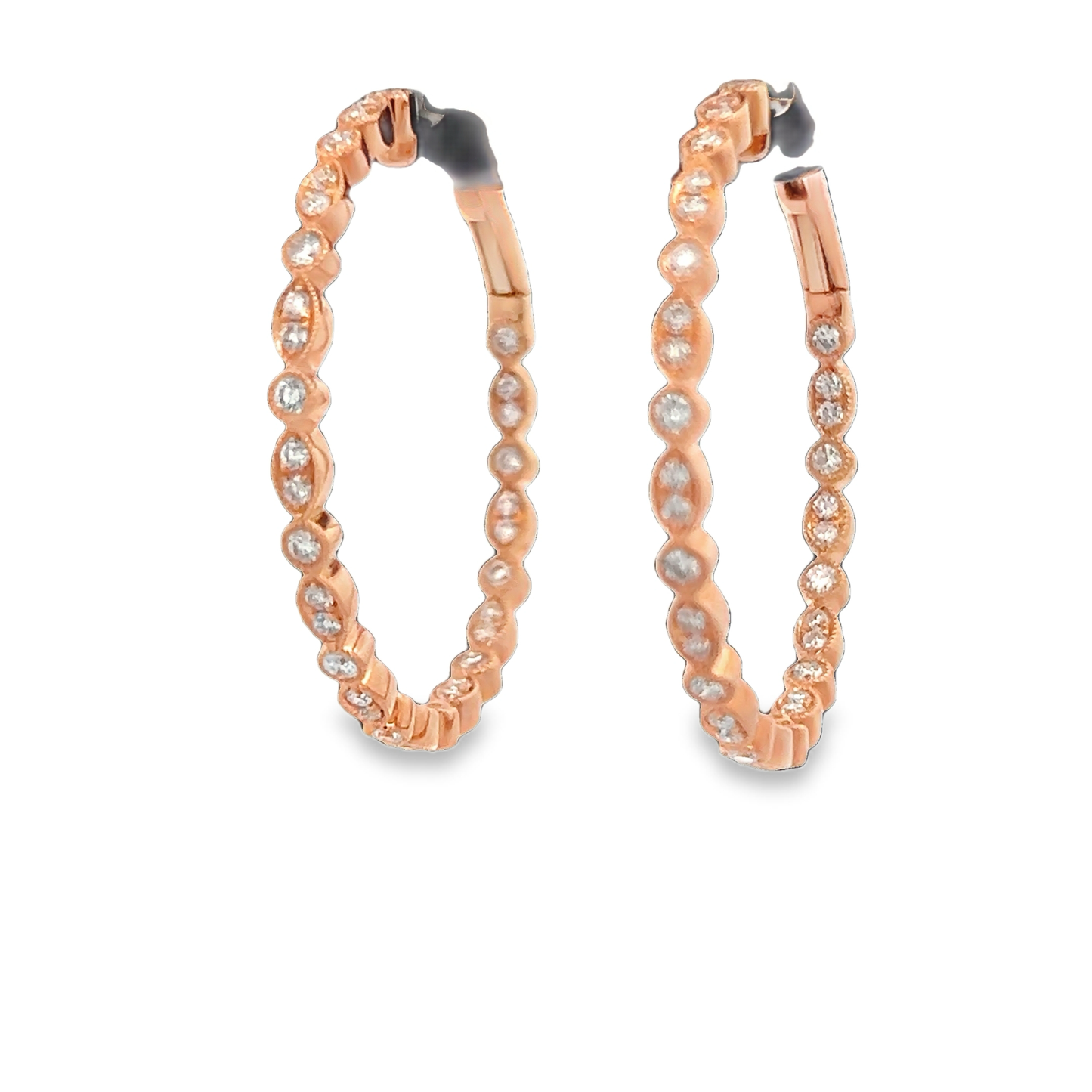 Rose Hold Hoop Bezel Earrings