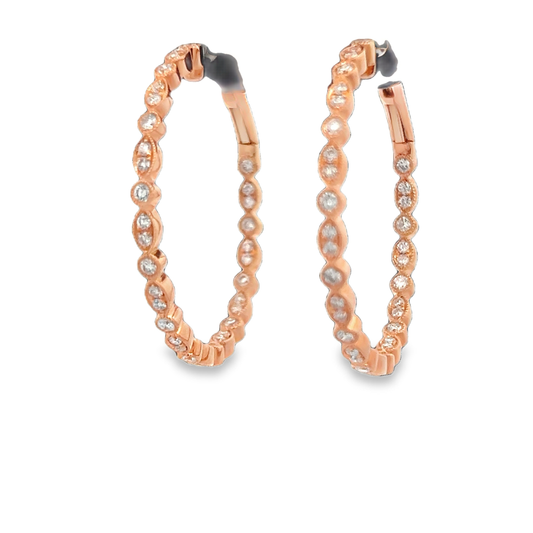 Rose Hold Hoop Bezel Earrings
