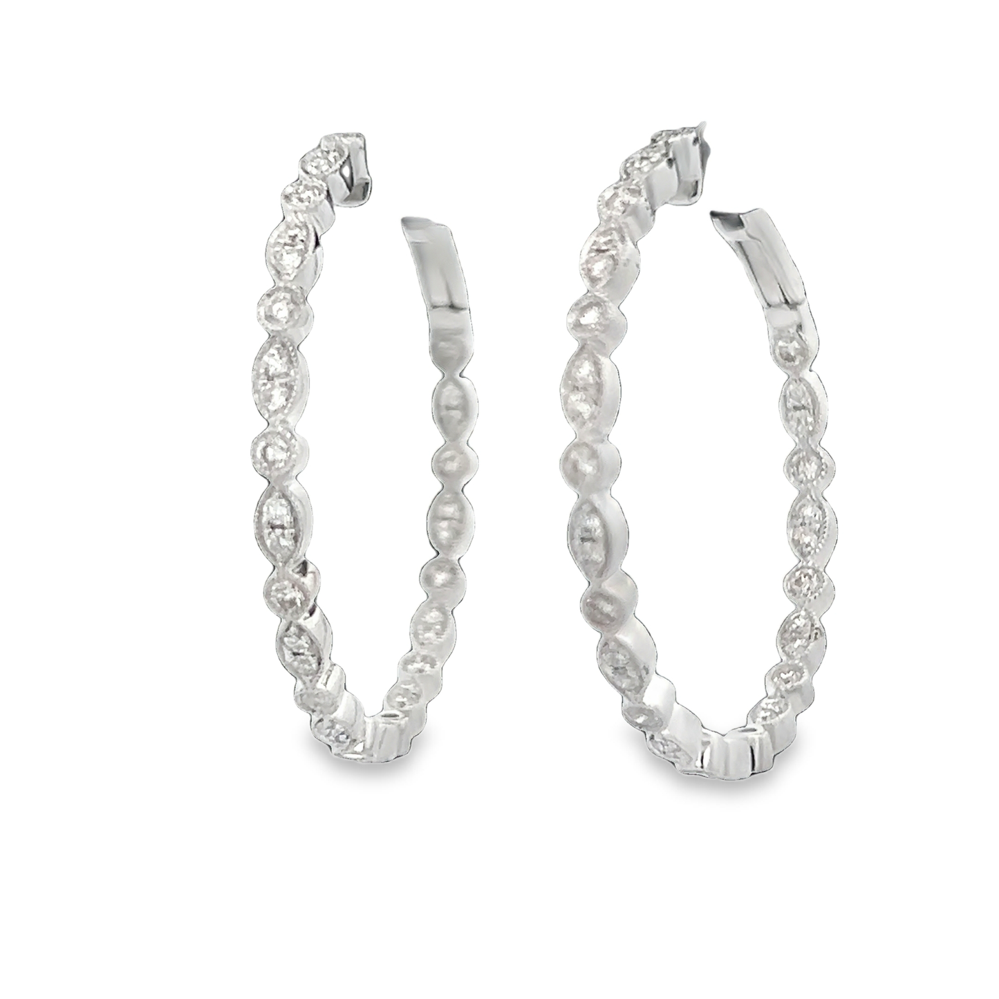 White Gold Bezel Hoop Earrings
