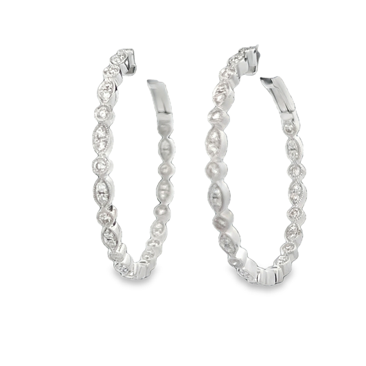 White Gold Bezel Hoop Earrings