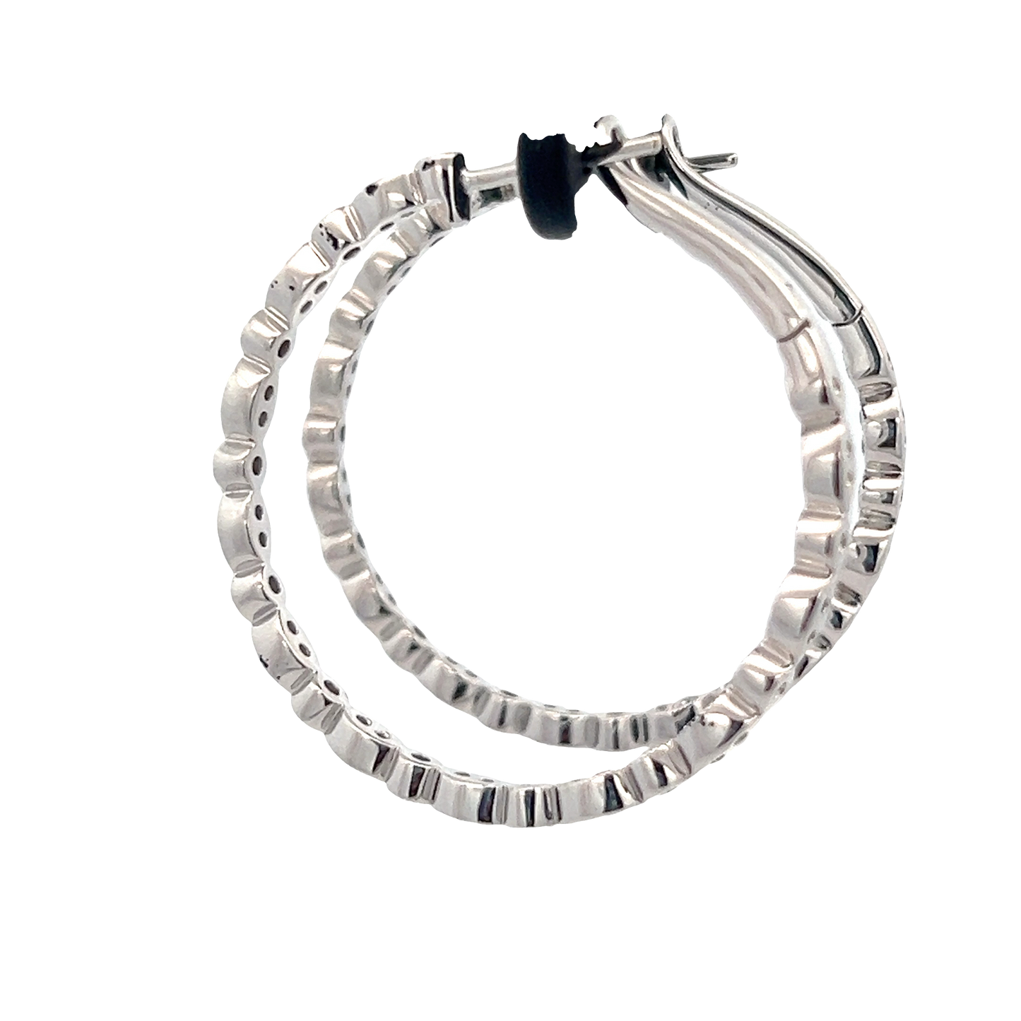 White Gold Bezel Hoop Earrings