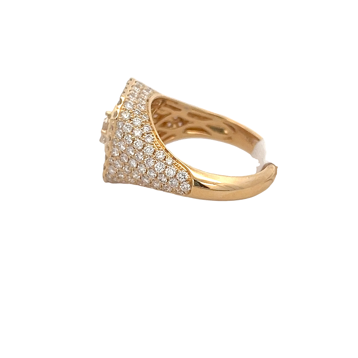 Signet Ring with Emerald and Round Diamonds