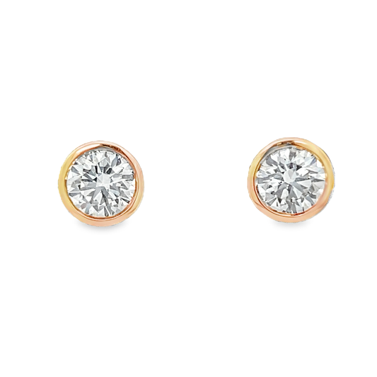 Bezeled Round Diamond Stud Earrings