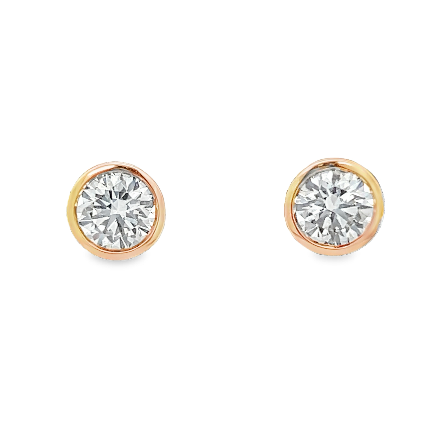 Bezeled Round Diamond Stud Earrings