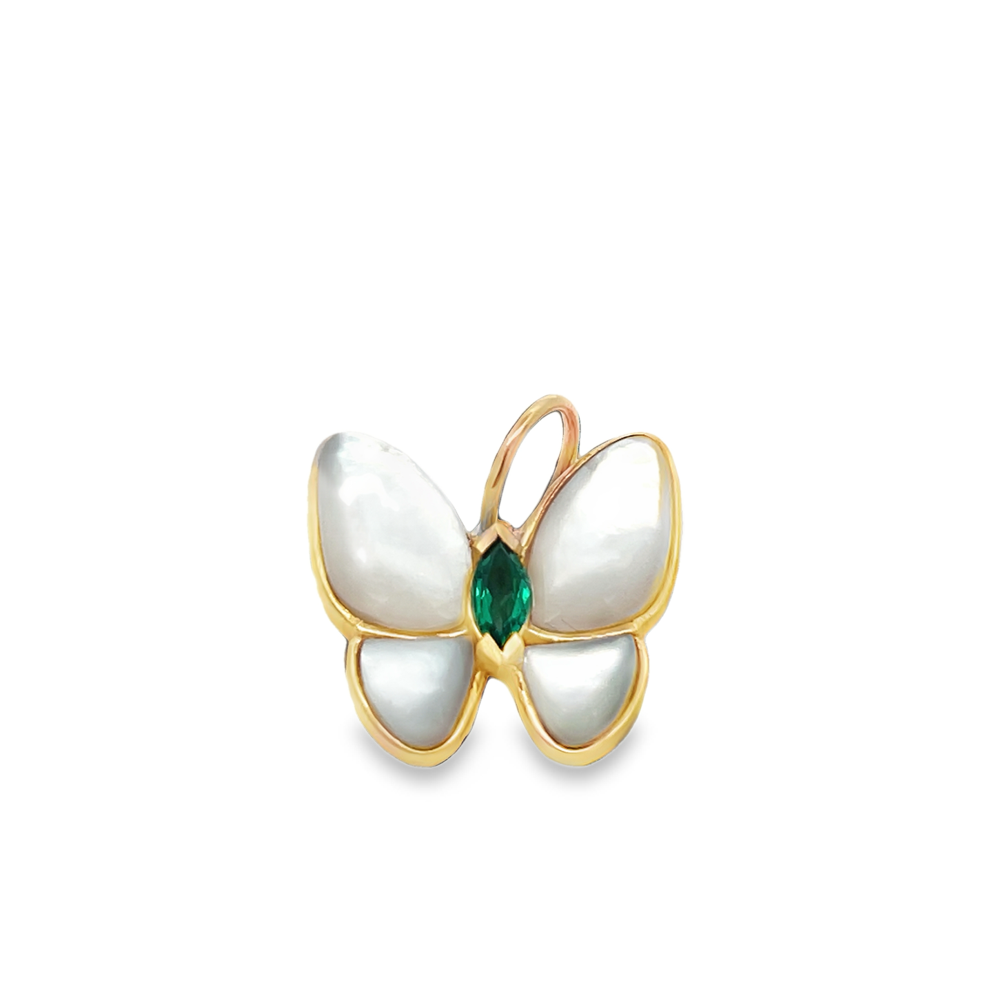 Butterfly Charm with Emerald Marquise