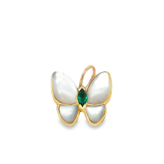 Butterfly Charm with Emerald Marquise