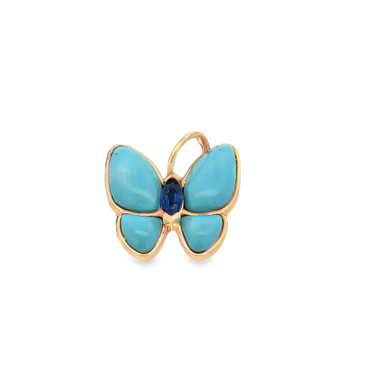 Turquoise Butterfly Charm with Sapphire Marquise