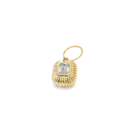 Fluted Charm with Emerald Diamond