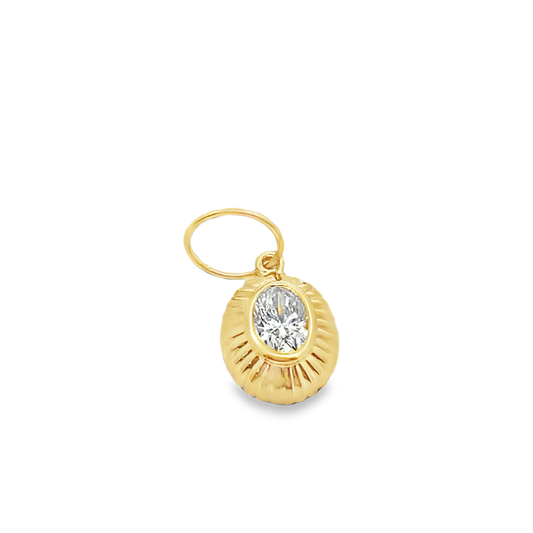 Fluted Charm with Oval Diamond