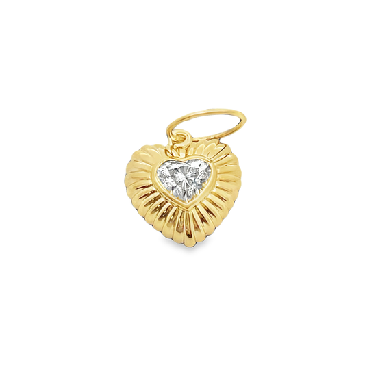 Fluted Charm with Heart Diamond