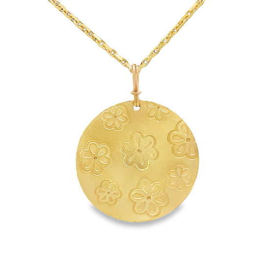 Yellow Gold Floral Charm Pendant
