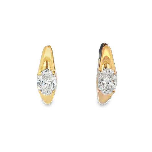 Oval Diamond Hoop Earrings