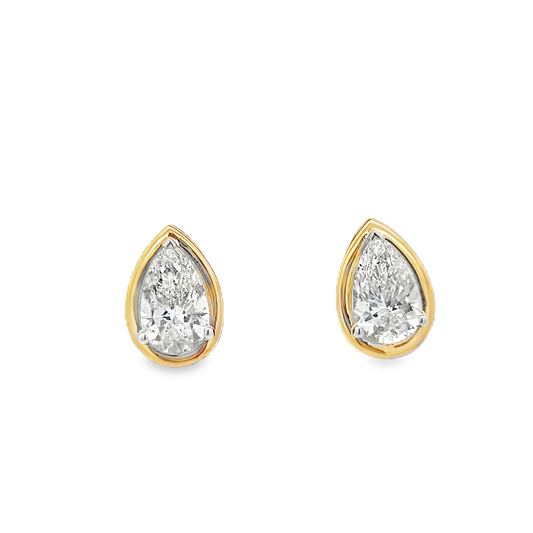 Bezeled Pear Diamond Earrings