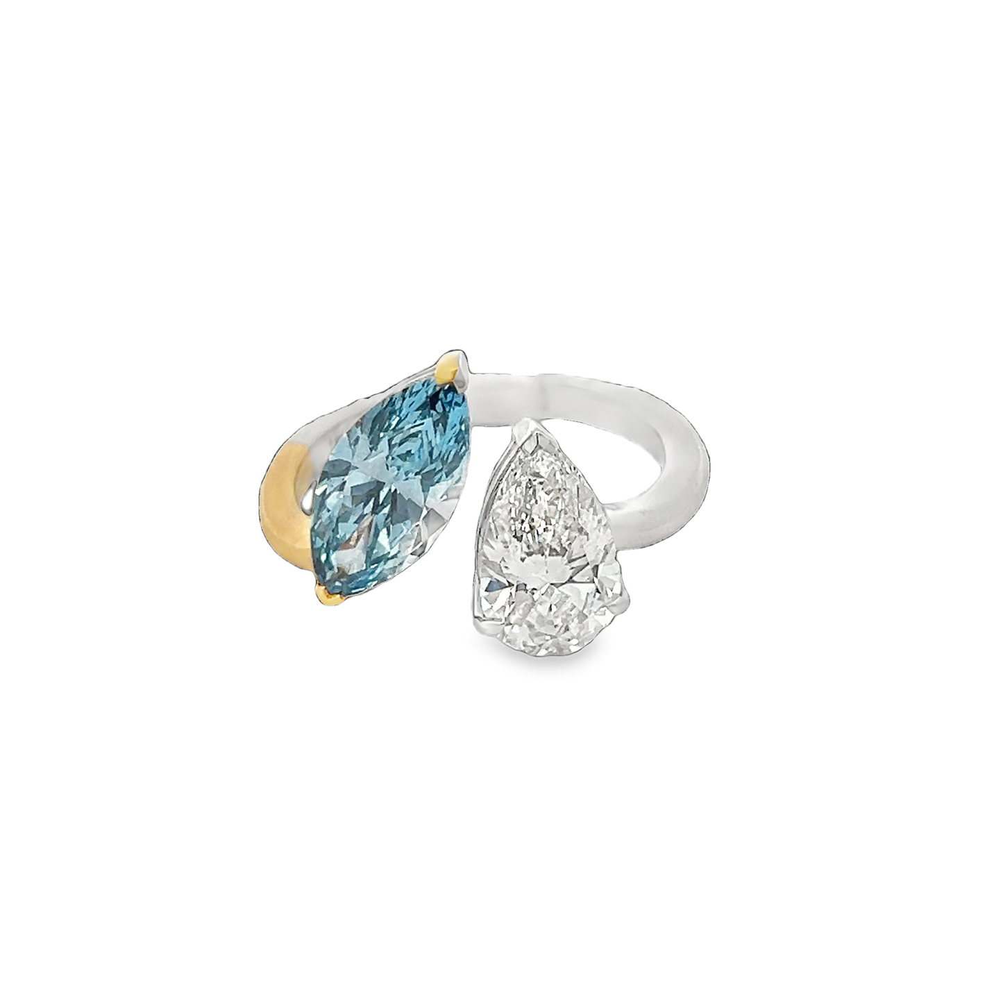 Marquise Blue and Pear Diamond Fashion Ring