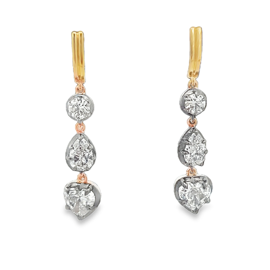 3 Diamond Drop Earrings