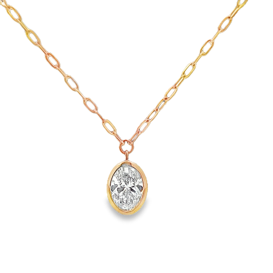 Oval Bezeled Pendant Necklace