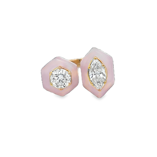 Rose Quartz and Marquise Diamond Ring