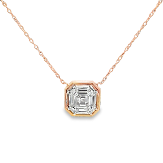 Asscher Diamond Pendant Necklace