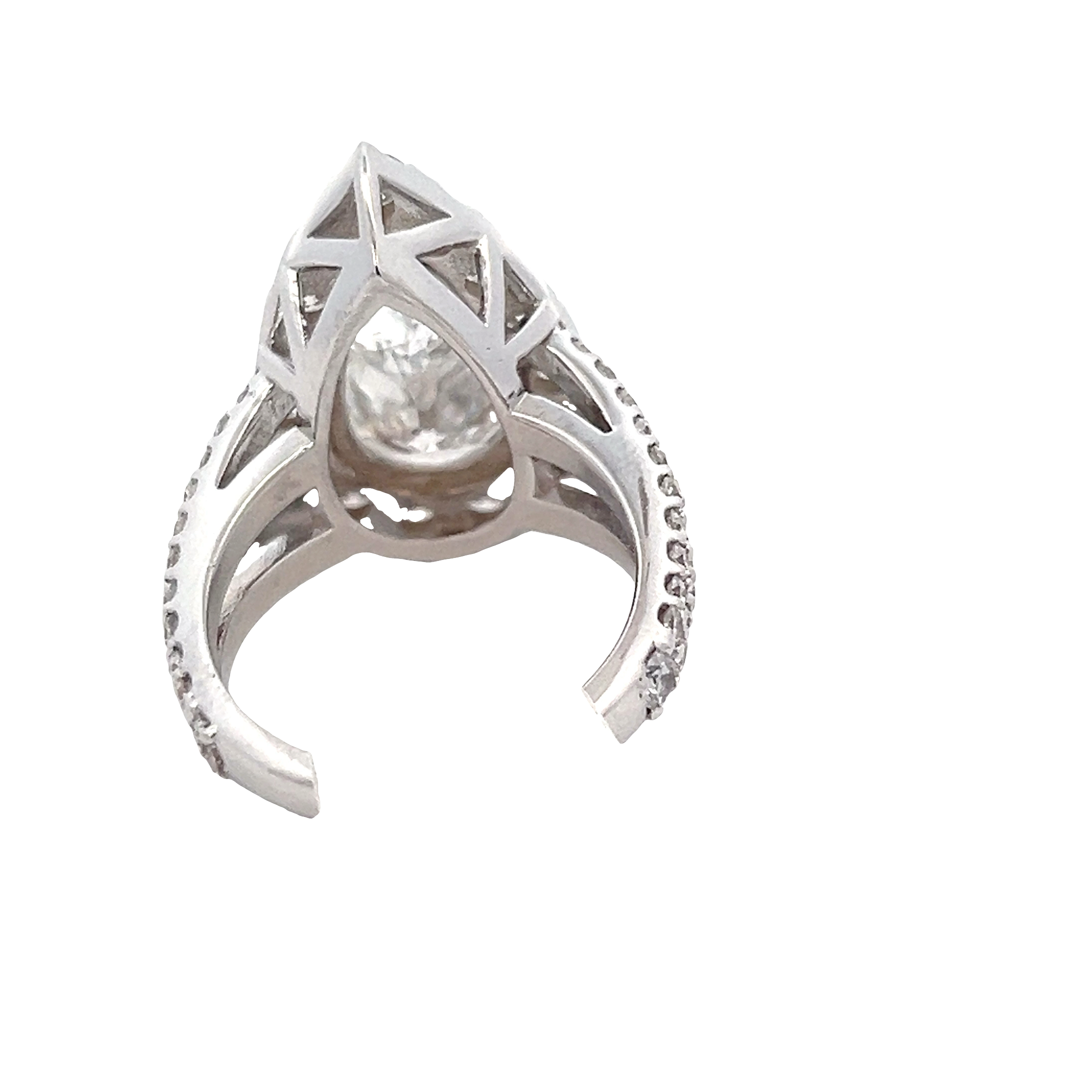 Pear Diamond in a Halo Setting with Round Diamonds