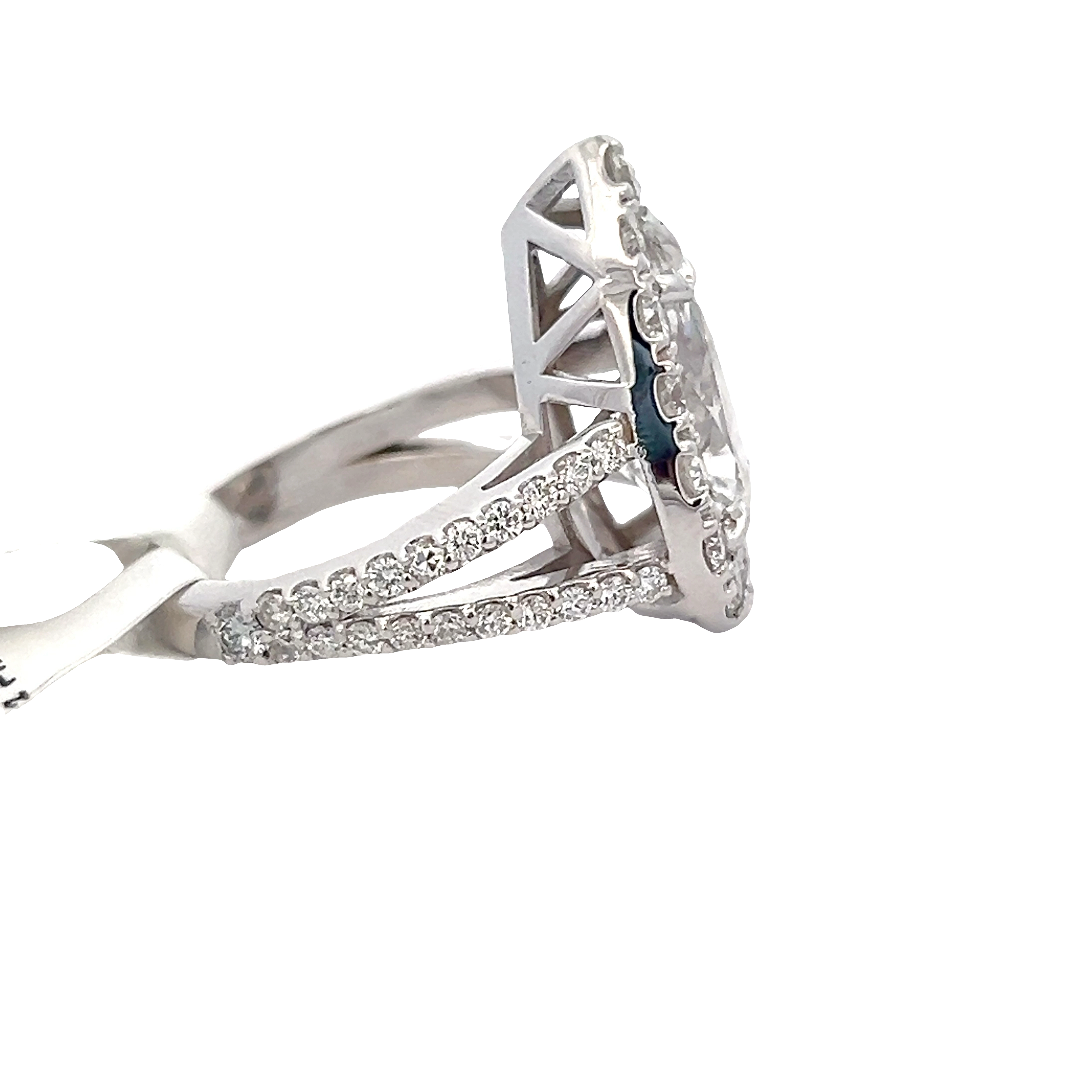 Pear Diamond in a Halo Setting with Round Diamonds