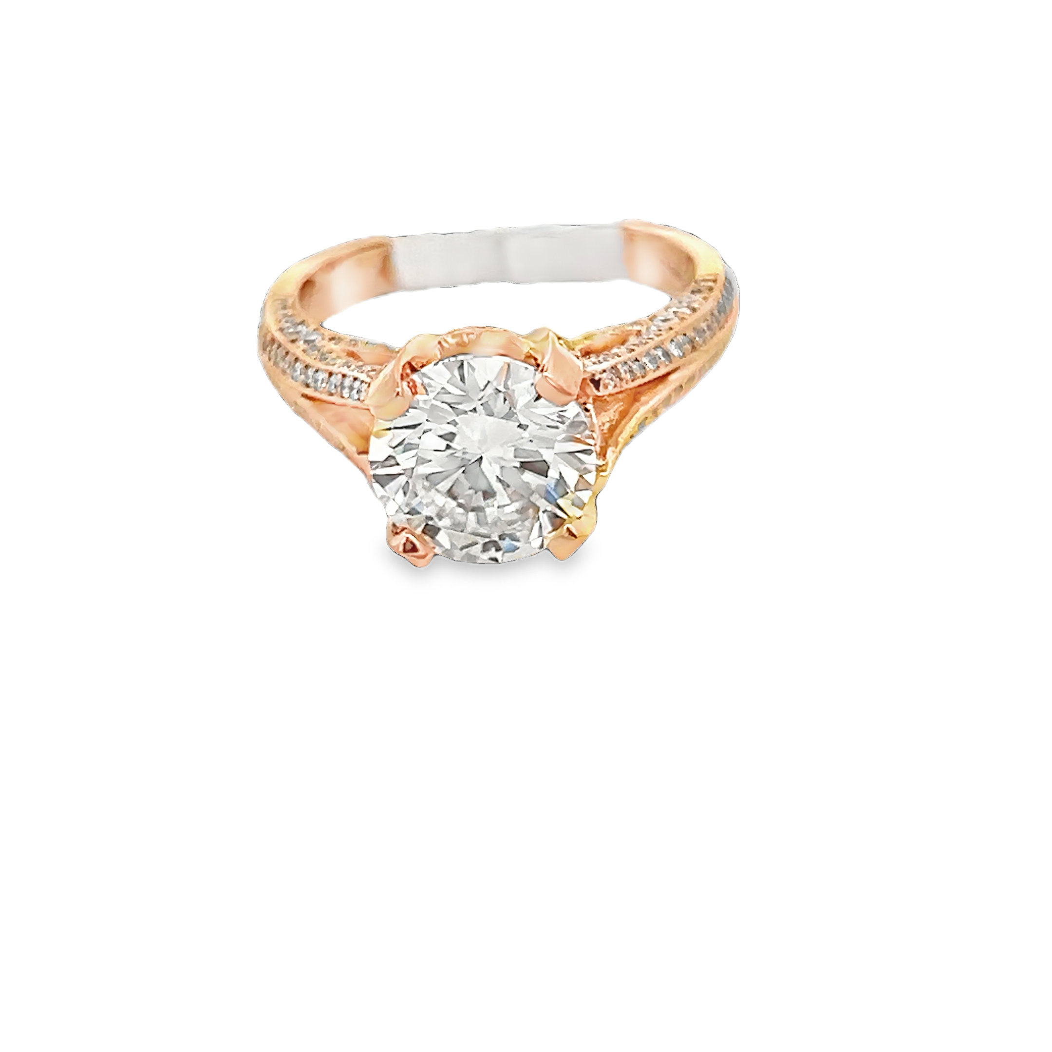 Round Diamond pave set Engagement Ring