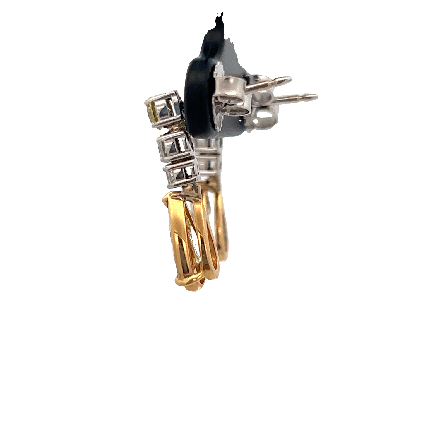 Yellow and White Diamond Drop Earrings