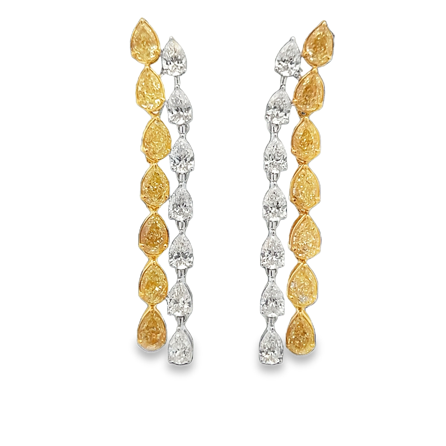Two Row Pear Diamond Earrings